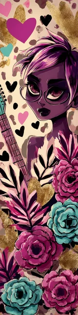 Free teacher bookmark featuring a guitar teacher on a yellow background